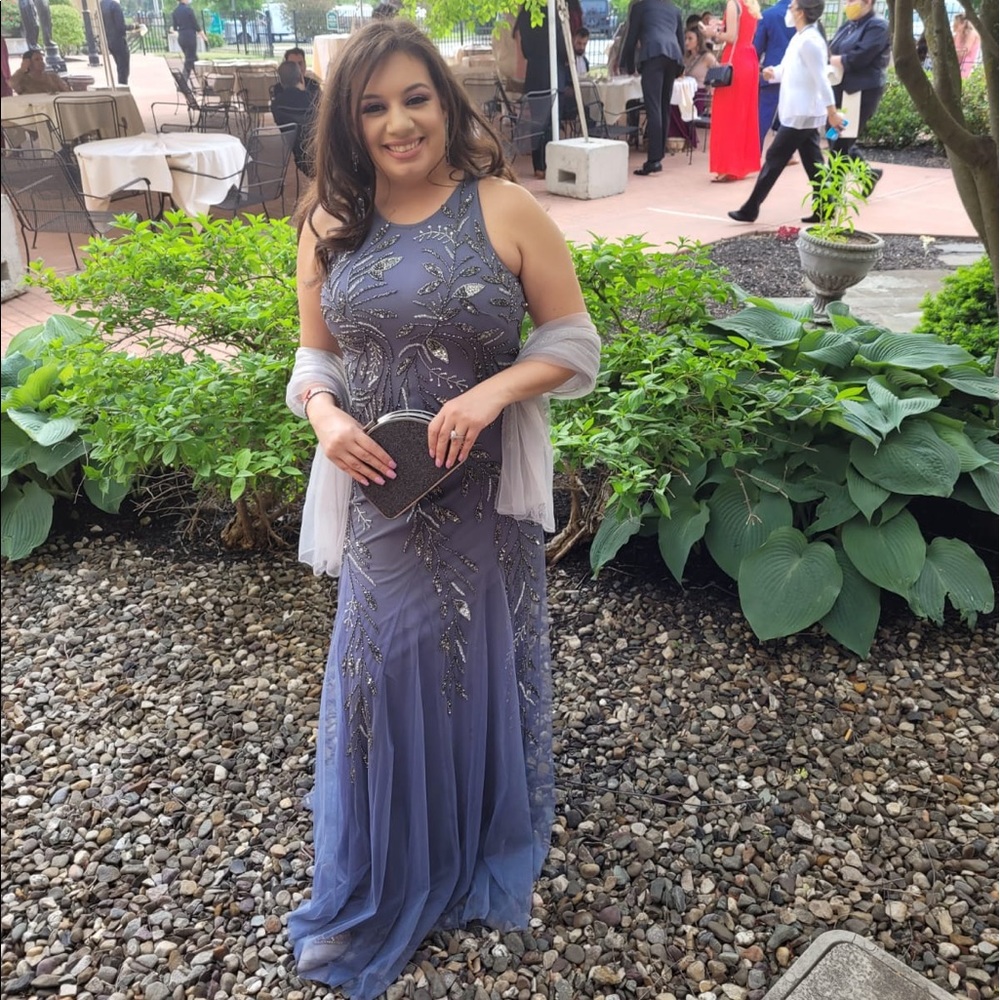 EVENING/ADRIANNA PAPELL BEADED HALTER GOWN